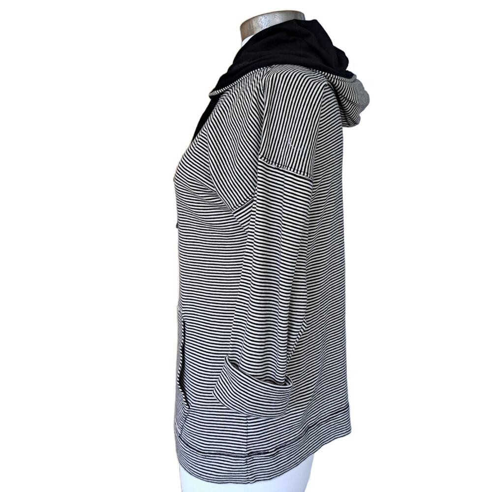 LAUREN Ralph Lauren Navy Stripe Jersey Hoodie Top Medium - Picture 2 of 9